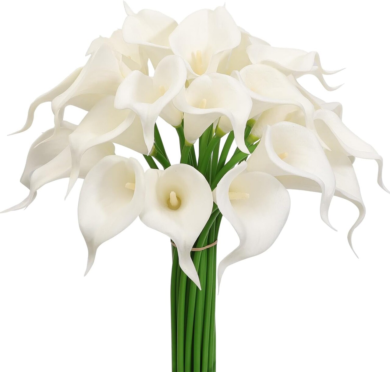 30 Pack Real Touch Artificial Calla Lily Flowers White PU Latex Faux Calla Lilies for Wedding Bouquet Centerpieces Party Home Floral Decor